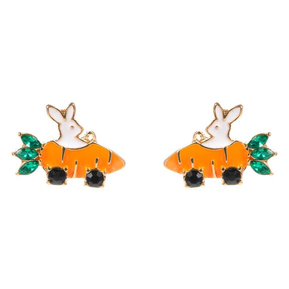 Easter Bunny Carrot Stud Earrings - Picture 2 of 2